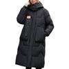 Women's Solid  Fashion Casual Removable Cap Knee-length Thickened Zipper Winter Warm Cotton Down Jacket