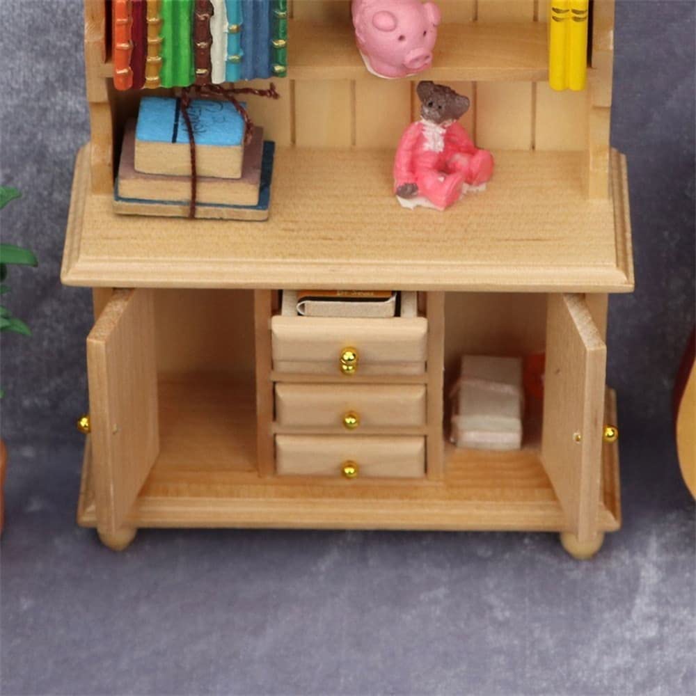 Moin Moin Miniature Furniture Dollhouse Shelf Width 9 X Height 16 X Depth 4cm Natural Wood Cupboard Wooden Cupboard Dining Kitchen Doll Doll Retro