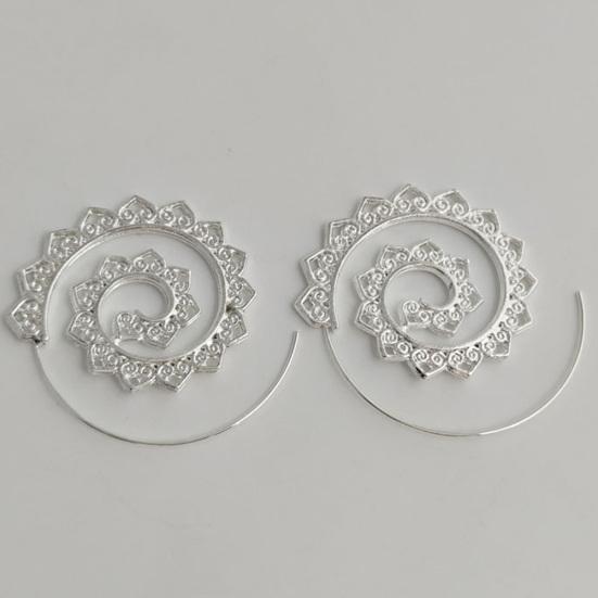 Damskie kolczyki spiralne okrągłe zębatki serce piercing biżuteria statement prezent