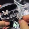 High End Crystal Embellished Butterfly Ear Accessories Metal Construction Easy Compatibility For Customized Headphone Style