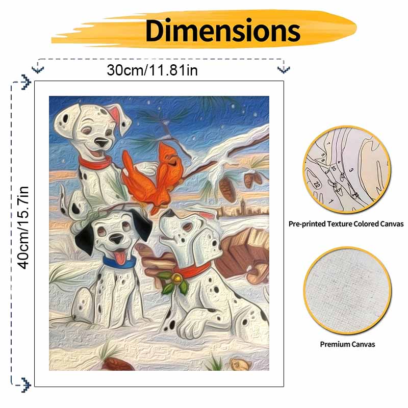 Disney 101 Dalmatians Digital Oil Painting Art Kit DIY Handmade Winter Snow Home Decoration Gift