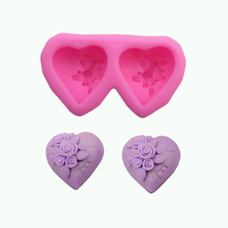 

Rose Cake Mold Heart Shape Soap Candle Mould Fondant Silicone DIY Sugar Craft