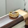 Medieval Vintage Flower Butterfly Brushed Opening Ring Light Luxury Niche Exquisite Zircon High-End Ring Woman