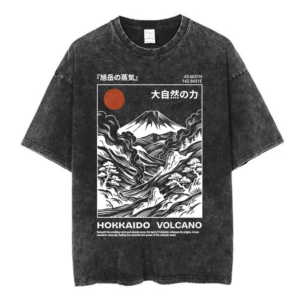 Hot Osaka Dotonbori Japan Illustration Doublesided Print Tshirts Vintage Washed Japanese Style Cityscape Cotton Top Tee