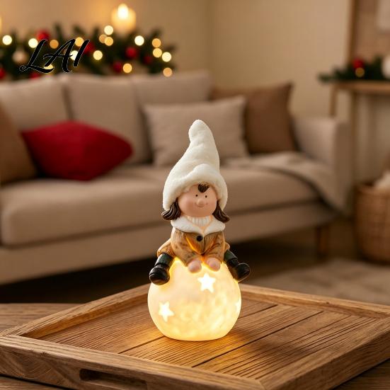 Unique Holiday Gift Ideas Christmas Luminous Ornament Durable Resin with Warm LED Light Design Whimsical Home Accents Add Festive Atmosphere