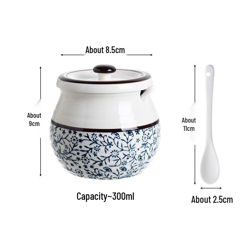 Ceramic Seasoning Jar with Lid and Spoon