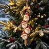 Hanging Santa Claus with Bows Wooden Ornament, 2D Flat Pattern Sign Jute Rustic Christmas Door Rope And Bell, Vintage Hanger for Front Door,