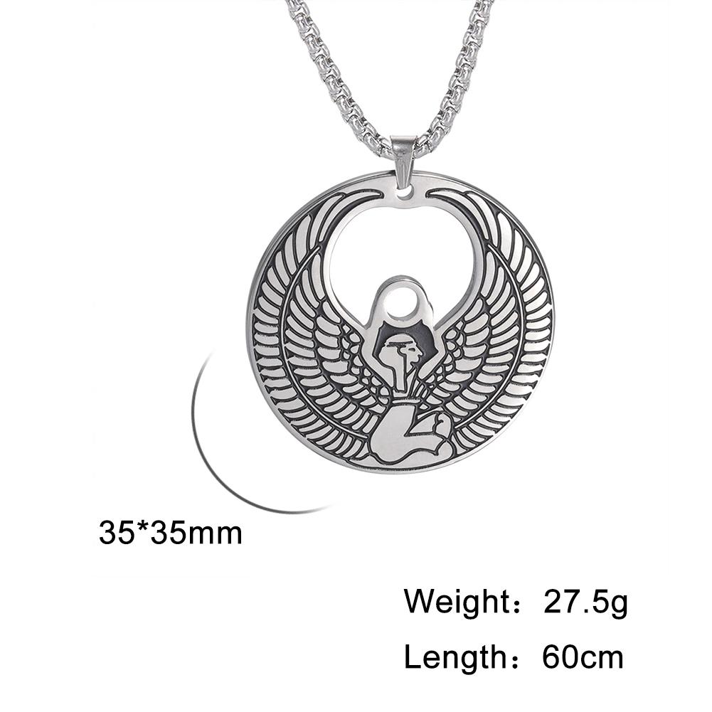 Dawapara Egyptian Mother Goddess Isis Amulet Pendants Hollow Vintage Talisman Necklace Stainless Steel Jewelry