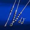 European & American Fashion Blue Crystal Necklace, Earrings & Bracelet Set - Hot Selling Three-Piece Full Diamond Design