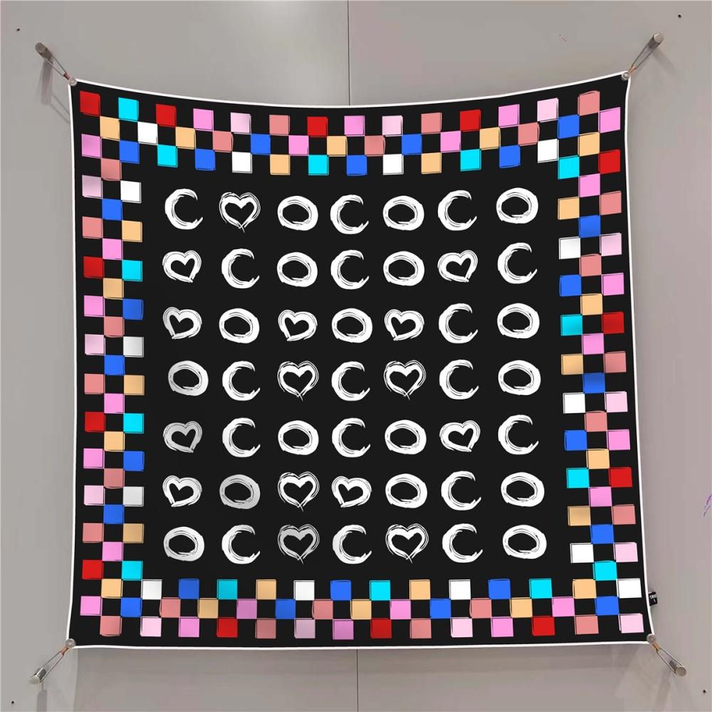 Silk Scarf Women Fashion Printed Square Scarves Head Echarpes Silk Foulards Femme Wraps Beach Shawls Bandana Lady Hijabs 90CM
