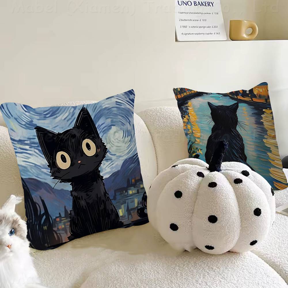 Van ART GGogh Lustige Katze Personalisierte Kissenstaubabdeckung Schlafzimmer Kinder Party Dekoration Kissenbezug Geburtstag Kinder Geschenk