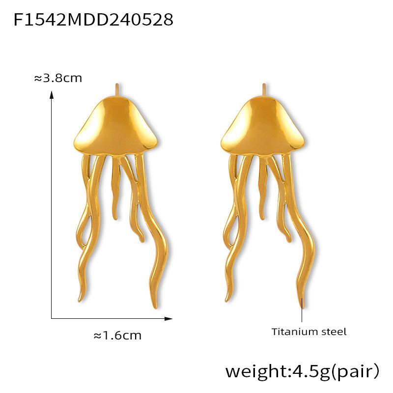 

Серьги Wind Simple Temperament Trendy из титановой стали с покрытием из настоящего золота 18 карат с бахромой в виде медузы, женственные серьги