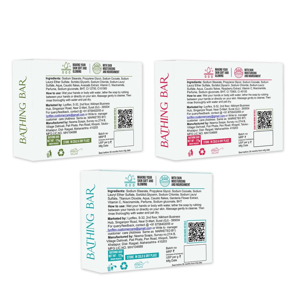 Lyoflex Glycerine Bathing Soap Bar with Niacinamide and Vitamin C 375gm | Deep Moisturizing Glycerine Soap for Soft Smooth & Glowing Skin | Suitabl