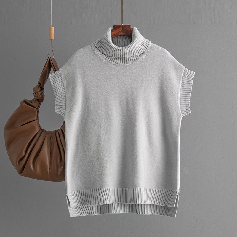 2024 Autumn/Winter Women's High Neck Sleeveless Knit Vest Top