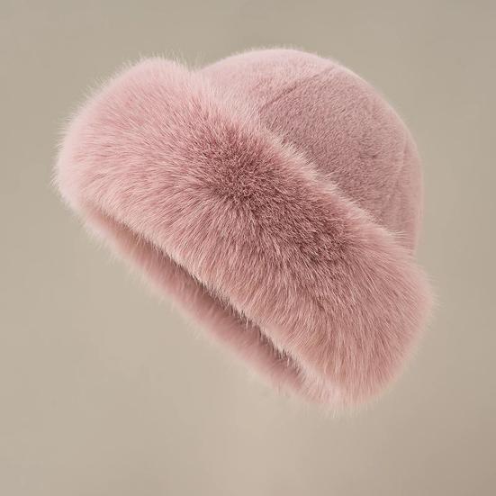 Women Hat Solid Color Soft Imitation Mink Fur Hat Ear Protection Thickened Warm Autumn Winter Fluffy Hat