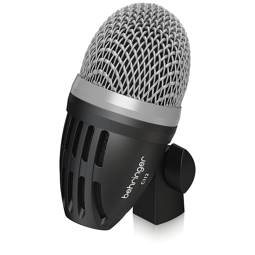 Behringer C112 Dynamiczny Mikrofon Bębna Basowego z Dużą Superkardioidalną Charakterystyką Kierunkowości, Wytrzymała Metalowa Obudowa i Adapter do Statywu Mikrofonowego, Membrana, Charakterystyka, Odlew Ciśnieniowy