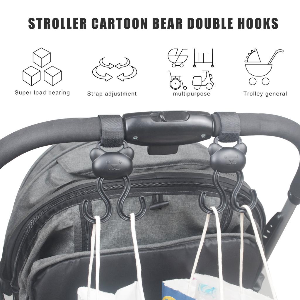 Adjustable Stroller Accessory Hanger Clip Double Hook Designing Easy Installation No Tools Required for Busy Parents