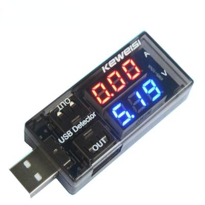 Detector de carga de voltaje de corriente USB Dual rojo + azul probador voltímetro de batería amperímetro cargador médico