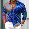Camicia da Uomo a Maniche Lunghe Barocca Intricato Motivo Floreale Camicia Etnica Streetwear Comfort Casual Camicie in Poliestere Slim Fit