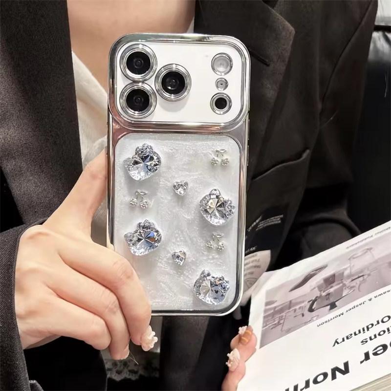 Luxury Electroplated Fashion Cherry KT Phone Case for iPhone 17 Pro Max 15 14 13 16 Pro Max Fundas Cute Cases Protective Cover