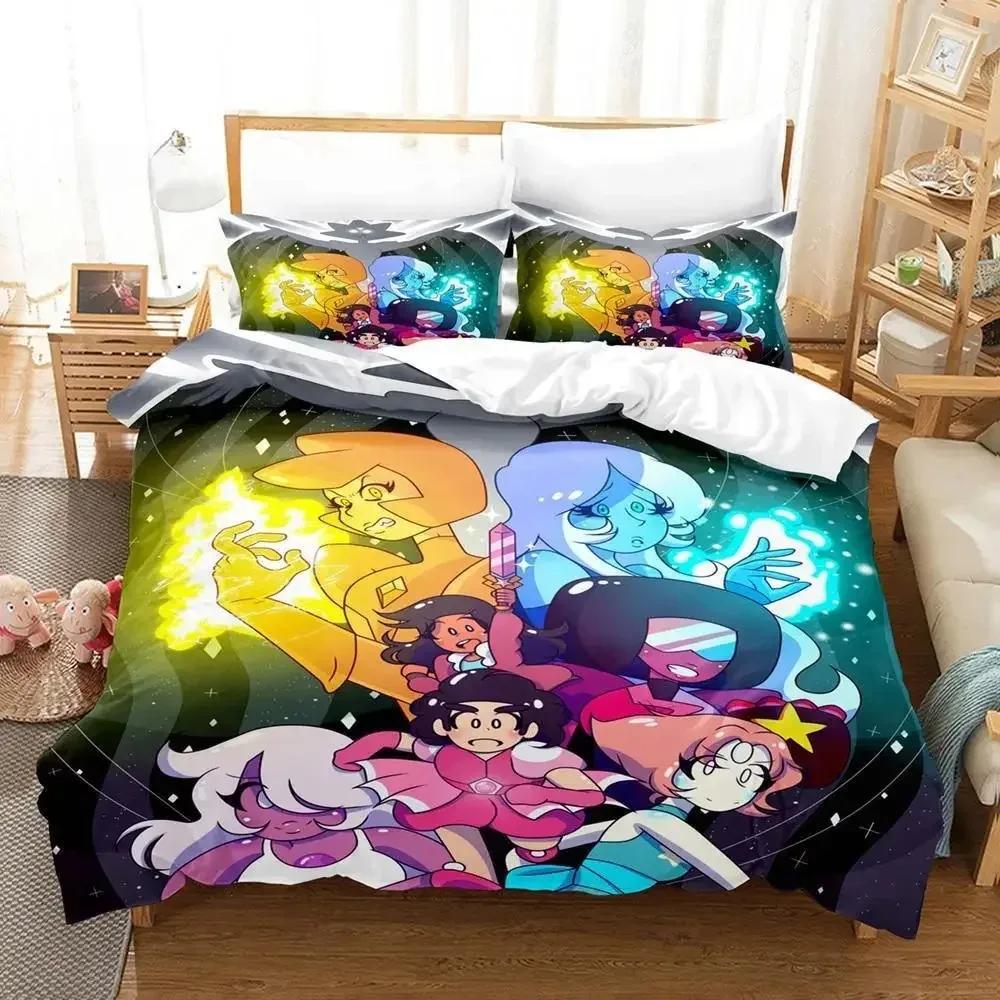 Nytt Kawaii Steven Universe Sängklädesset Enkelt Twin Full Queen King Size Sängset Aldult Barn Sovrum 3D-tryck Anime Lakan Set