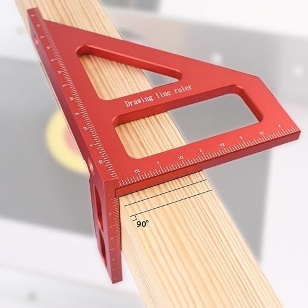 6" 3D Multi-Angle Measuring Ruler,45/90 Degree Aluminum Alloy Woodworking Square Protractor,Drawing Line,Miter Ruler High Precision Layout Me