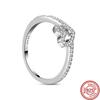 925 Sterling Silver Rings Feather Heart Pavé Sparkling CZ Round Lucky Rings for Women Charms Jewelry