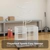 Rolling Fitness Equipment Storage Rack | Open Design, Wire-Grid Sports Gear