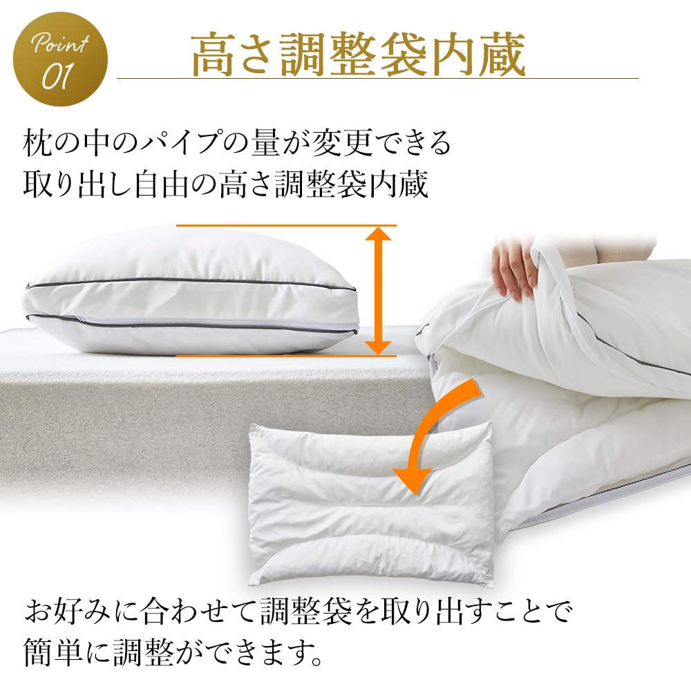 Showa Nishikawa Hotel Mode Pillow, Odor-Resistant, Washable, Adjustable Height, Microwaving, Piped, Fluffy, White, Product Number: 2211012100994