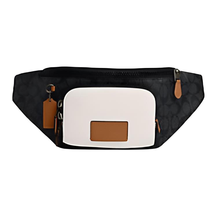 Coach Track 40 Logo Zipper Closure Coated Canvas And Calfskin Waist Bag Large Women waist bag Charcoal CR262-QBWQQ Basic Set BagDust Bag 15890₽