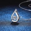 Elegant Water Drop Zircon Pendant Necklace with 1 Carat Korean Style Moissanite Diamond
