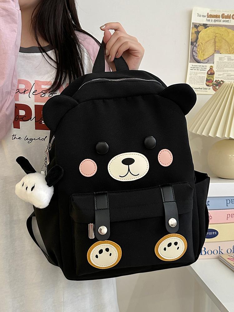 New Student Schoolbag Fashionable Large Capacity Backpack Cute Cartoon Bear Campus Class Backpack