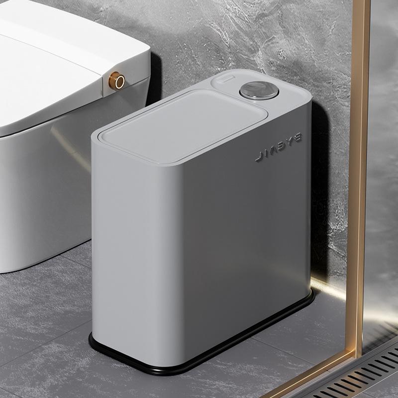 

Elegant Press-Top Trash Can for Home, Bathroom, Kitchen - Slim Design, Large Capacity, with Lid & Paper Holder No Specific Size