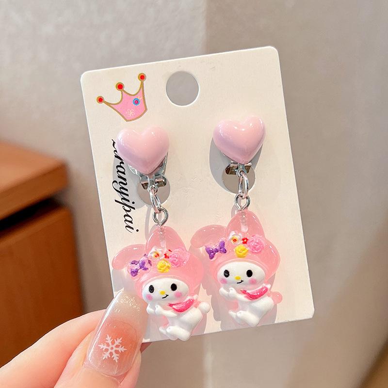 Children'S Ear-Free Ear Clips, Cute Girls' Pain-Free Earrings, Earrings, Cartoon Cartoon Girl Earrings, Jewelry.