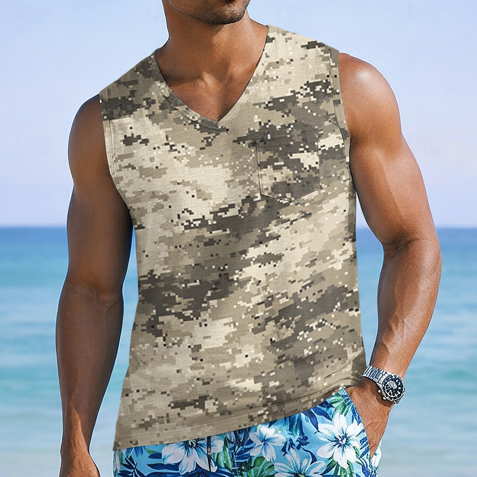 

Men s Athletic Casual Wide Strap Pocket Tank Top Sleeveless Shirt Lightweight Breathable Fabric Suitable for Workout and Outdoor Activities XL хакі