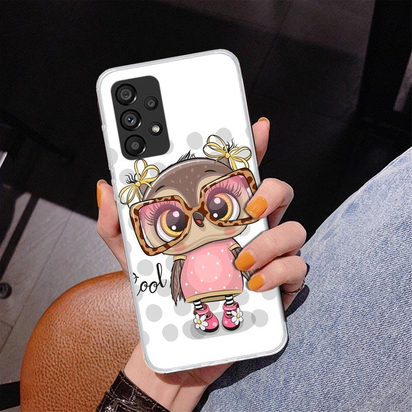 Cute Owl Hearts Lover Phone Case For Samsung Galaxy A17 A16 A15 A14 A13 A57 A56 A55 A54 A53 A37 A36 A35 A34 A33 A26 A25 A24 A23