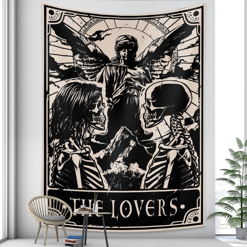 Tarot Psychedelic Scene Art Tapestry Occult Witchcraft Divination Wall Hanging Hippie Boho Decor Bedroom Home Decor