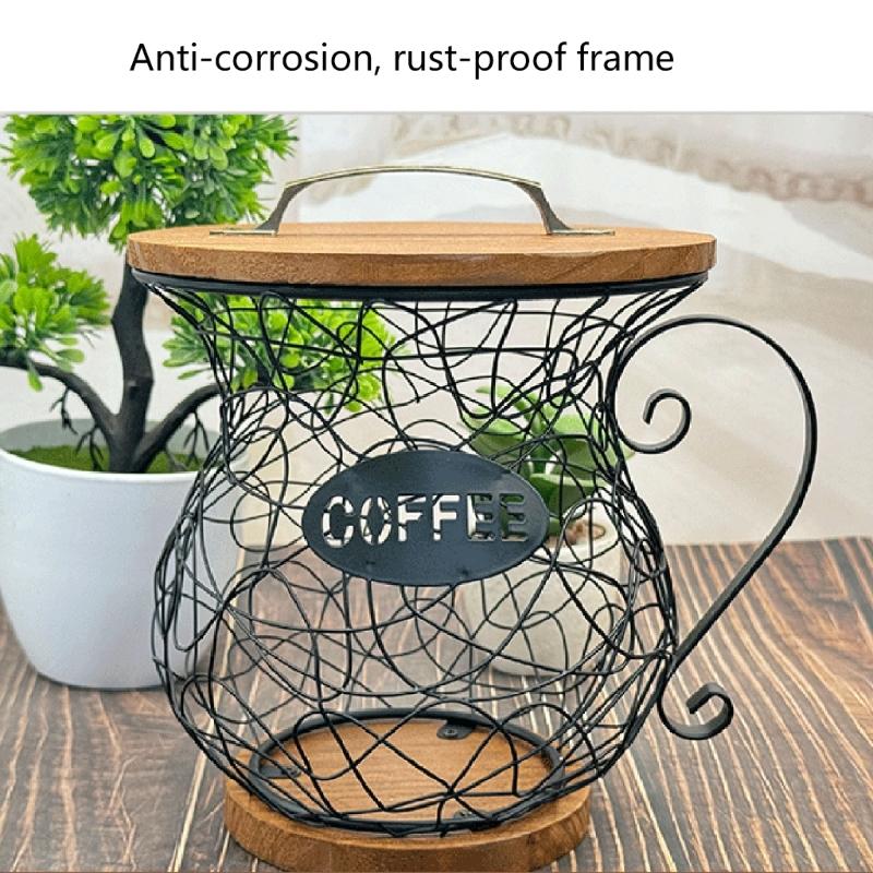 Sturdy Coffee Organizers Basket In Elegant Designs Featuring Opening Portable Accessory for Home or Office Use