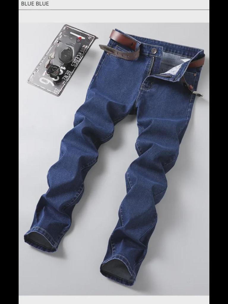 Herrenjeans in Übergröße mit hoher Taille und geradem Bein – elastisch, jugendlicher koreanischer Stil