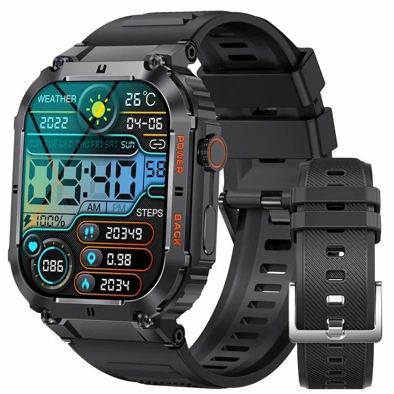 

Outdoor Sports Fitness Smartwatch For Men 1.96 Inch Screen Bluetooth Calling Waterproof Watches Blood Oxygen Reloj Hombre чорний