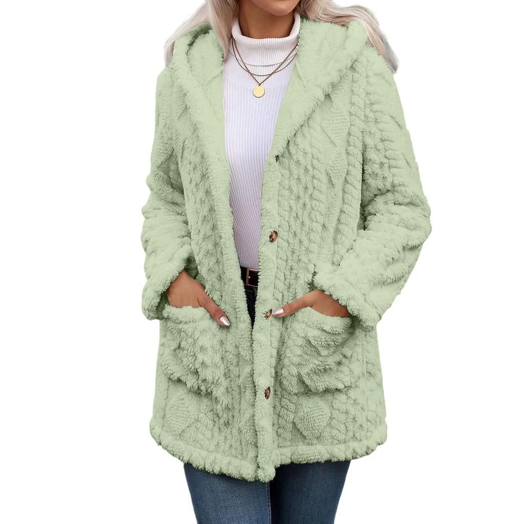 Womens Winter Coats Warm Plush Jackets Open Front Long Sleeve Cardigan Trendy Fuzzy Outerwear