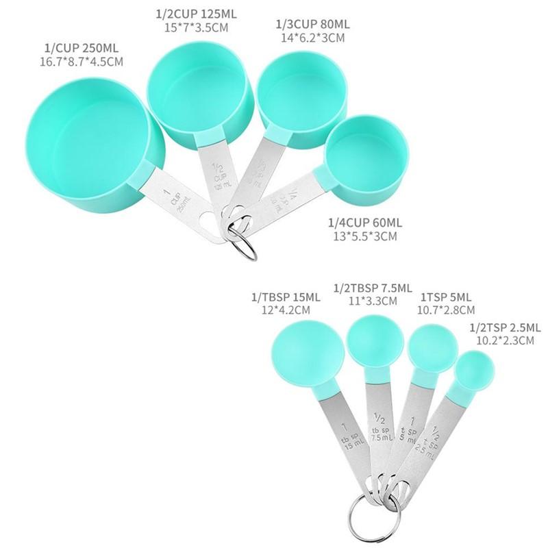 4/8Pcs/Set Plastic Multi Purpose Measuring Cup Measuring Spoon Stainless Steel Handle With Graduated Measuring Baking Tools