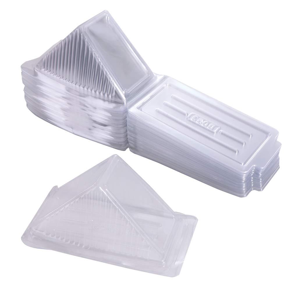 100 Pcs Triangle Disposable Sandwich Packaging Box Transparent Plastic Sandwich Holder Integrated Lid Design
