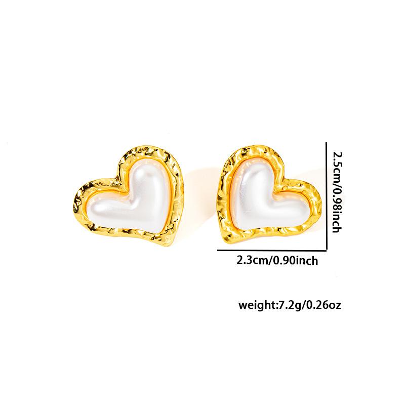 DIEYURO 316L Stainless Steel Golden Inlay Fish Tail Heart Pearl French Earrings Lady New Trend Earbob Jewelry Glamorou