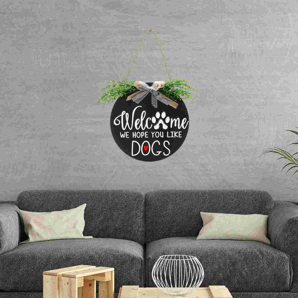 House Number Flower Wreaths for Front Door Emblems Decor Round Pet Pendant Delicate Welcome Sign Board Tag Decorate