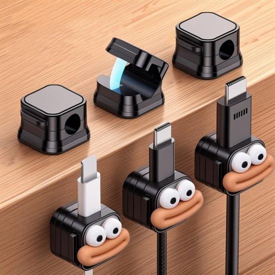 6/12Pcs Cartoon Magnetic Cable Organizer Clip Self-adhesive Home Office Desk Phone Charging Data Cord Holder Keeper Power Wire Management Clamp