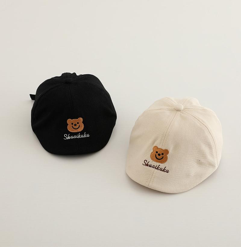 5 Farben Bär Baby Hut für Mädchen Jungen Kappe Vintage Baumwolle Kid Baskenmütze Hüte Einstellbar Infant Kleinkind Kappe 1-3Y