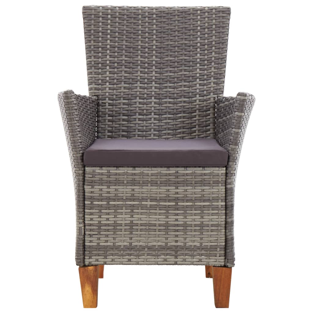 Garden Chairs 2 pcs with Cushions Grey Poly Rattan