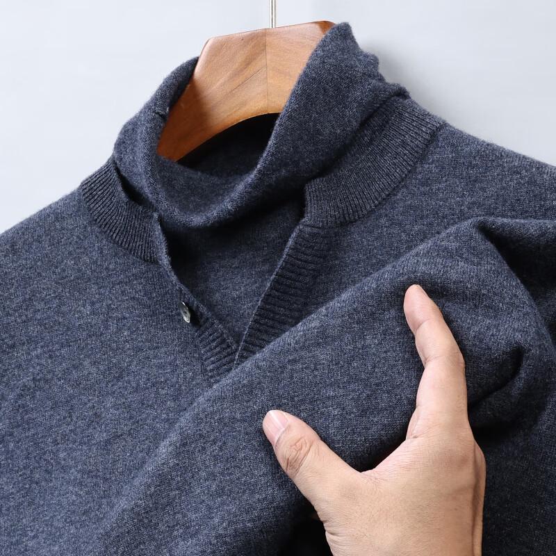 Hengyuanxiang Men's 100% Pure Wool Turtleneck Sweater