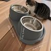 Stainless Steel Dual Pet Bowl, Suitable for Dogs and Cats - Non-Slip Base - Anti-Spill Slanted Rim Cat Bowl - Perfect for Food and Water